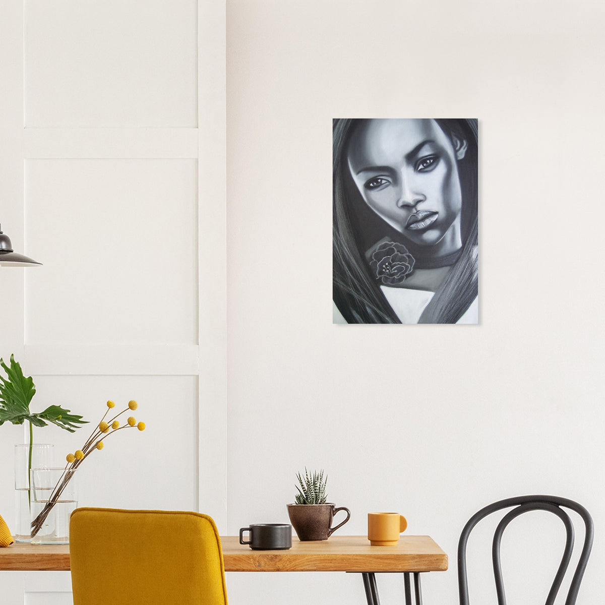 Charcoal portrait giclée print of a woman