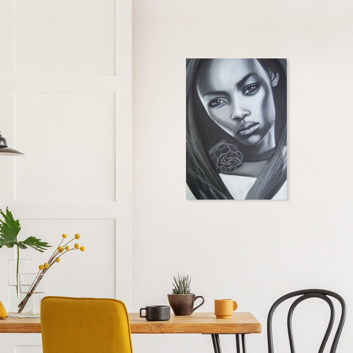 Giclée print of a charcoal portrait of a woman's face